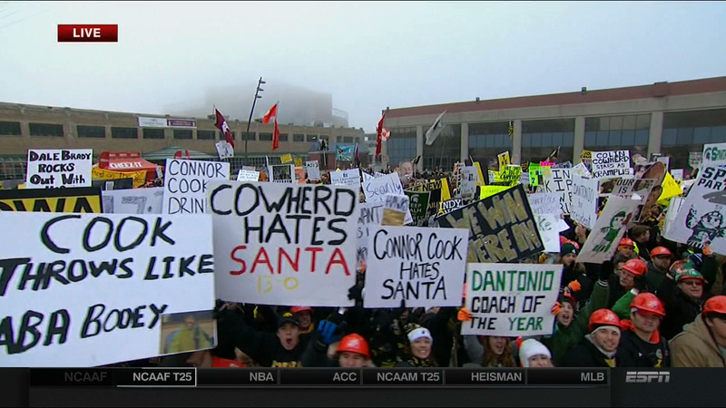 Illustration for article titled Cowherd Hates Santa: Your B1G Championship College GameDay Sign Roundup